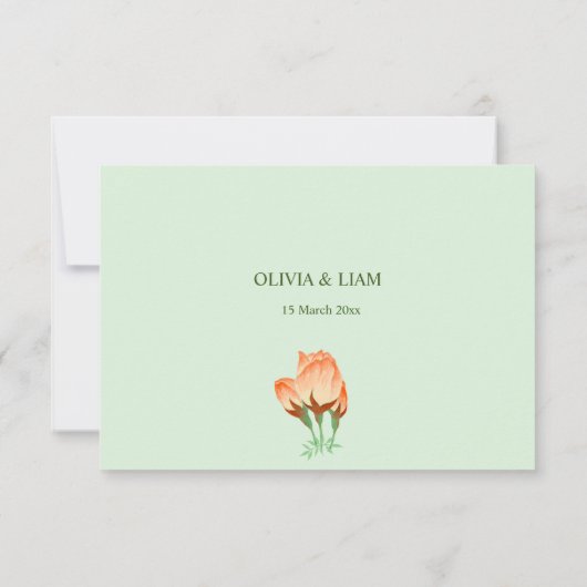 ピンクのさくらんぼ結婚が咲き誇る サンキューカード (裏面)