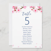 ピンクのさくらんぼ結婚のシーティングチャートカード (正面)