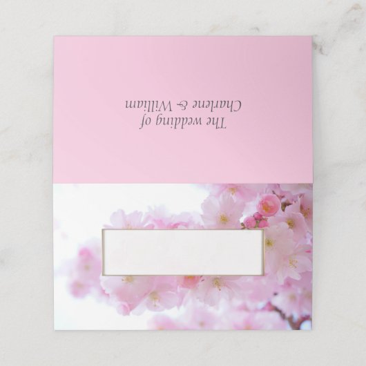 ピンクのさくらんぼ結婚の折り畳み座席表 プレイスカード (外部開封)