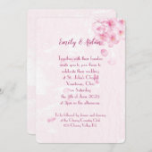 ピンクのさくらんぼ結婚の花 招待状 (正面/裏面)