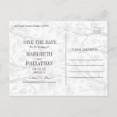 ピンクのさくらんぼ花のフローラフレームの日付を保存 インビテーションポストカード (裏面)