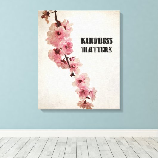 ピンクのさくらんぼ花の優しさ キャンバスプリント (インサイチュ (ウッドフロア))