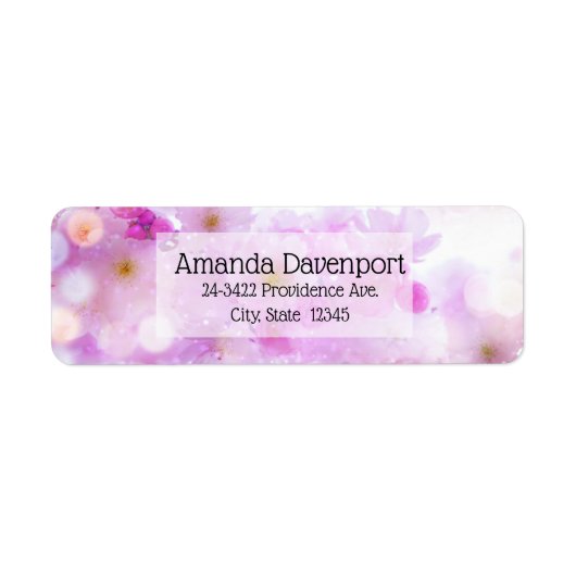 ピンクのさくらんぼ花の写真アドレス ラベル (正面)