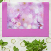 ピンクのさくらんぼ花の写真 キッチンタオル (折り畳み)