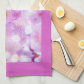 ピンクのさくらんぼ花の写真 キッチンタオル (四つ折り)