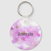 ピンクのさくらんぼ花の写真 キーホルダー (正面)