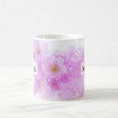 ピンクのさくらんぼ花の写真 コーヒーマグカップ (中央)