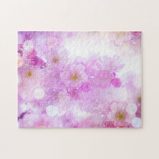 ピンクのさくらんぼ花の写真 ジグソーパズル (横)