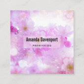 ピンクのさくらんぼ花の写真 スクエア名刺 (正面)