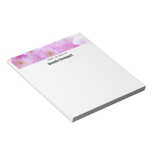 ピンクのさくらんぼ花の写真 ノートパッド (アングル)