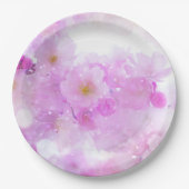 ピンクのさくらんぼ花の写真 ペーパープレート (正面)