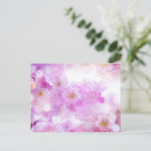ピンクのさくらんぼ花の写真 ポストカード (スタンド正面)