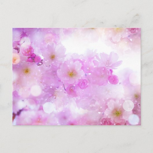 ピンクのさくらんぼ花の写真 ポストカード (正面)