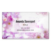 ピンクのさくらんぼ花の写真 マグネット名刺 (正面)