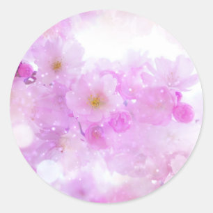 ピンクのさくらんぼ花の写真 ラウンドシール