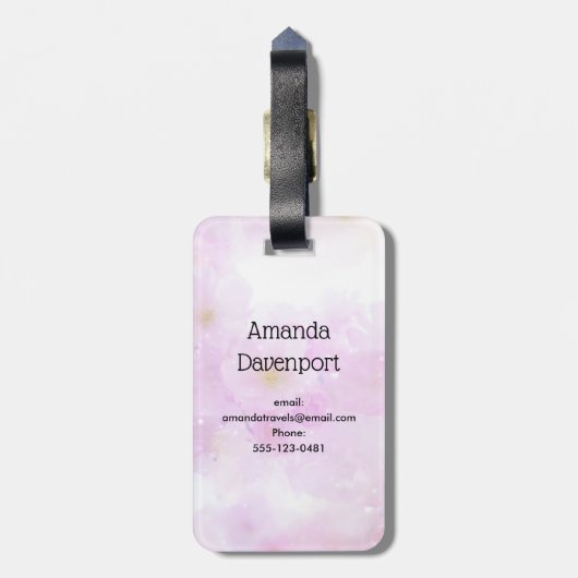 ピンクのさくらんぼ花の写真 ラゲッジタグ (裏面縦)