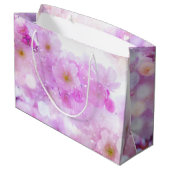 ピンクのさくらんぼ花の写真 ラージペーパーバッグ (裏面アングル)