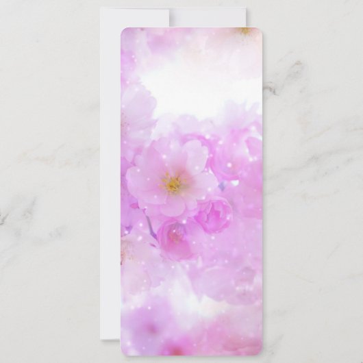 ピンクのさくらんぼ花の写真 招待状 (裏面)