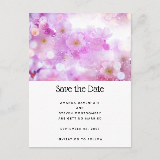 ピンクのさくらんぼ花の写真 案内ポストカード (正面)