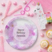 ピンクのさくらんぼ花の写真 – 誕生日 ペーパープレート (パーティー)