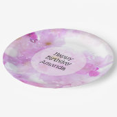 ピンクのさくらんぼ花の写真 – 誕生日 ペーパープレート (アングル)