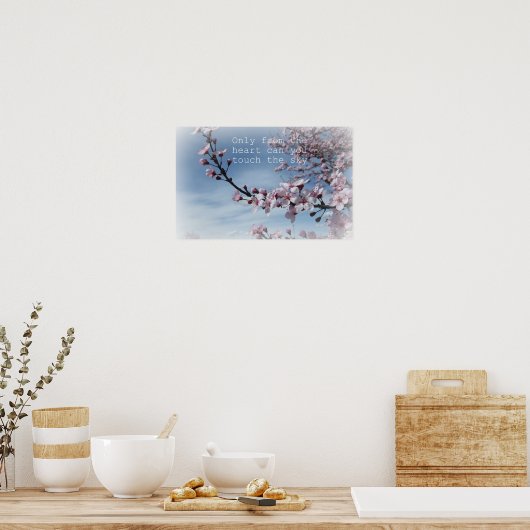 ピンクのさくらんぼ花の咲く木のポスター ポスター (キッチン)