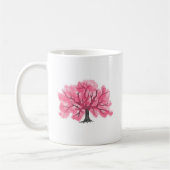 ピンクのさくらんぼ花の木のパーソナライズされたマグカップ コーヒーマグカップ (左)