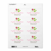 ピンクのさくらんぼ花の枝春の結婚式 ラベル (フルシート)