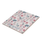 ピンクのさくらんぼ花の桜のパターン（白） (4) タイル (側面)