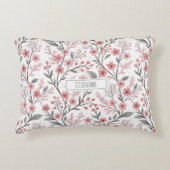 ピンクのさくらんぼ花の桜のパターン(1) アクセントクッション (正面)