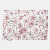ピンクのさくらんぼ花の桜のパターン(2) キッチンタオル (横)