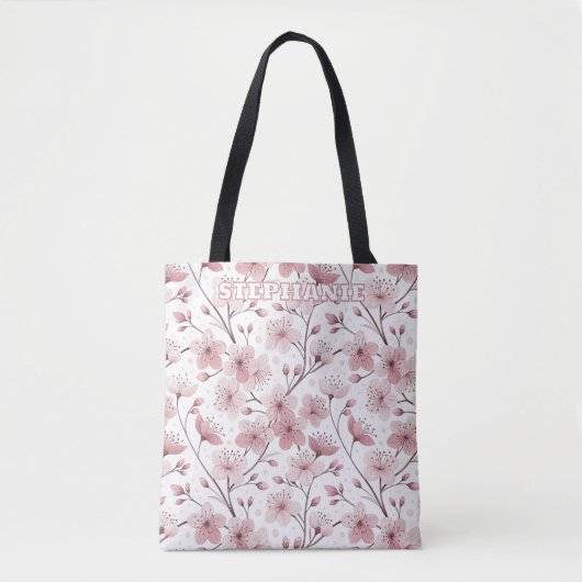 ピンクのさくらんぼ花の桜のパターン(2) トートバッグ (正面)