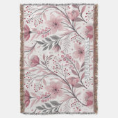 ピンクのさくらんぼ花の桜のパターン(3) スローブランケット (正面縦)