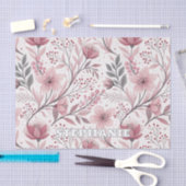 ピンクのさくらんぼ花の桜のパターン(3) 薄葉紙 (クラフト)