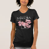 ピンクのさくらんぼ花の花の水彩桜 Tシャツ (正面)
