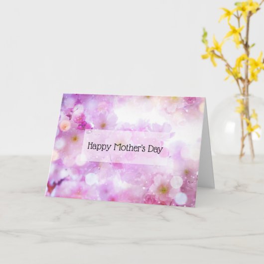 ピンクのさくらんぼ花の花写真母の日 カード (黄色い花)