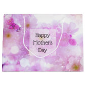 ピンクのさくらんぼ花の花写真母の日 ラージペーパーバッグ (正面)