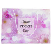 ピンクのさくらんぼ花の花写真母の日 ラージペーパーバッグ (裏面)