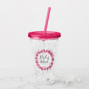 ピンクのさくらんぼ花の花嫁 アクリルタンブラー