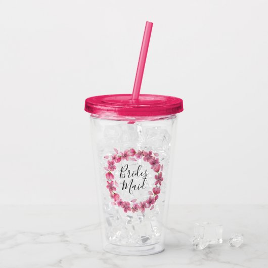ピンクのさくらんぼ花の花嫁 アクリルタンブラー (アイス裏面)