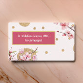 ピンクのさくらんぼ花メンタルヘルス心理療法士 名刺