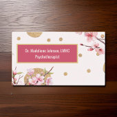 ピンクのさくらんぼ花メンタルヘルス心理療法士 名刺