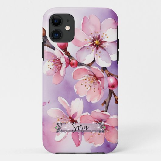 ピンクのさくらんぼ花ラベンダーiPhone / iPadケース Case-Mate iPhoneケース (裏面)