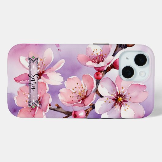 ピンクのさくらんぼ花ラベンダーiPhone / iPadケース Case-Mate iPhoneケース (裏面 (横))