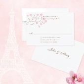 ピンクのさくらんぼ花ロマンチックな結婚式RSVPカード 出欠カード