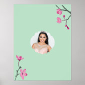 ピンクのさくらんぼ花写真の署名 ポスター (正面)