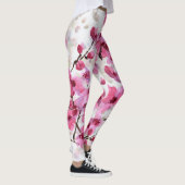 ピンクのさくらんぼ花水色シームレス。 レギンス (右)