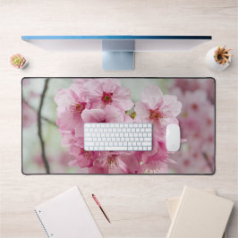 ピンクのさくらんぼ花花，自然写真 デスクマット