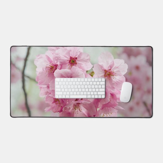 ピンクのさくらんぼ花花，自然写真 デスクマット (キーボード&マウス)