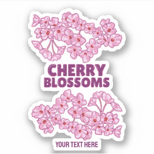 ピンクのさくらんぼ シール (正面)